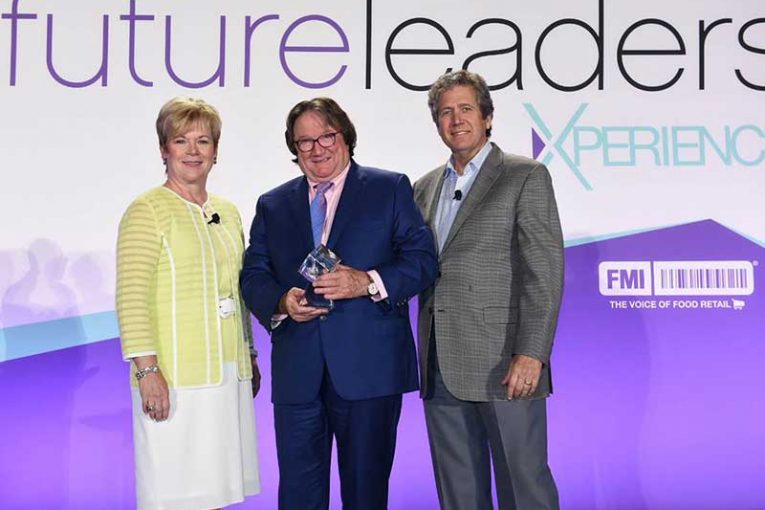 FMI President & CEO Leslie Sarasin, Newport Avenue Market President Rudy Dory and FMI Board Chairman Kevin Davis, chairman and CEO of Bristol Farms.