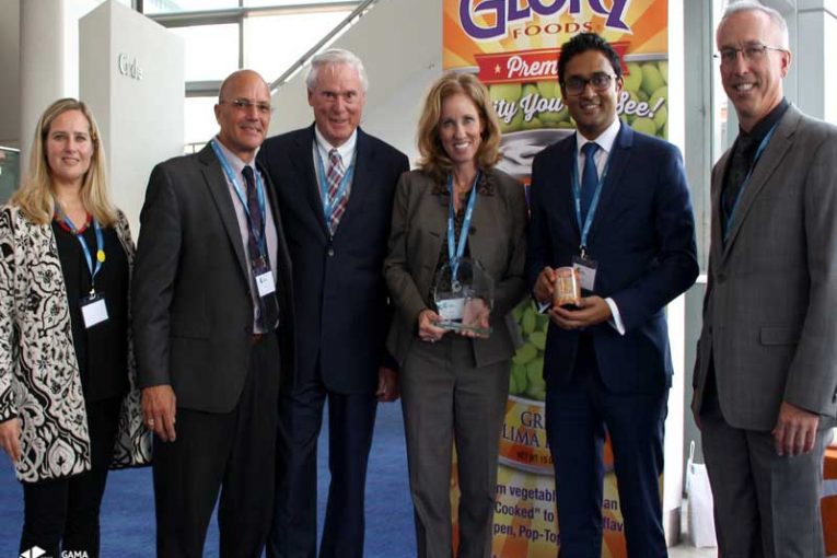 Silvia Ruiz, innovation director, Gama; Pat Coyne, president, Coyne & Co Brand Innovation; Marion Swink, co-owner, and Annie Ham, marketing director, McCall Farms; Cesar Pereira, founder and CEO, Gama; and Mark Nelson, program director—TruVue, Sonoco Plastics.