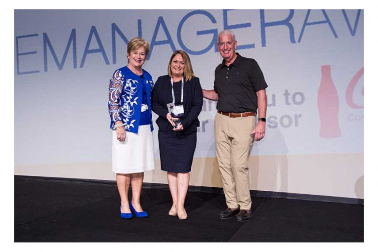 Leslie G. Sarasin; Joanne Walkerl and Joe Sheridan, Wakefern, FMI Chairman.