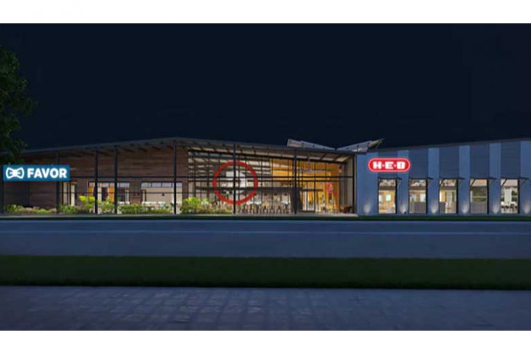 A rendering of the front of H-E-B's planned innovation center