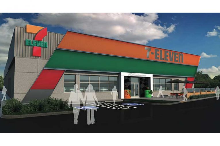 A rendering of 7-Eleven's Texas Motor Speedway store