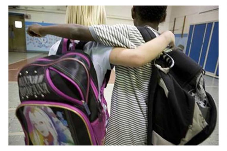 Two children wearing backbacks