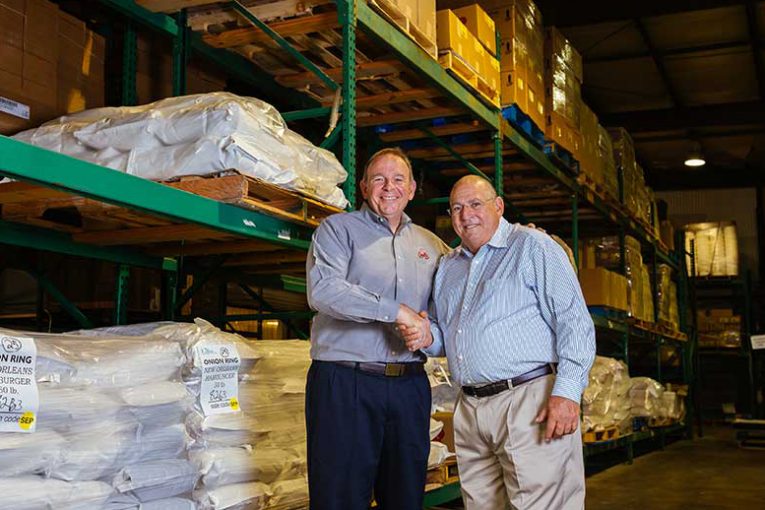 Vince Hayward, CEO of L.H. Hayward & Co., with CJ Gallo, former owner of Gulf Coast Blenders. Photo by Timothy Gendron.