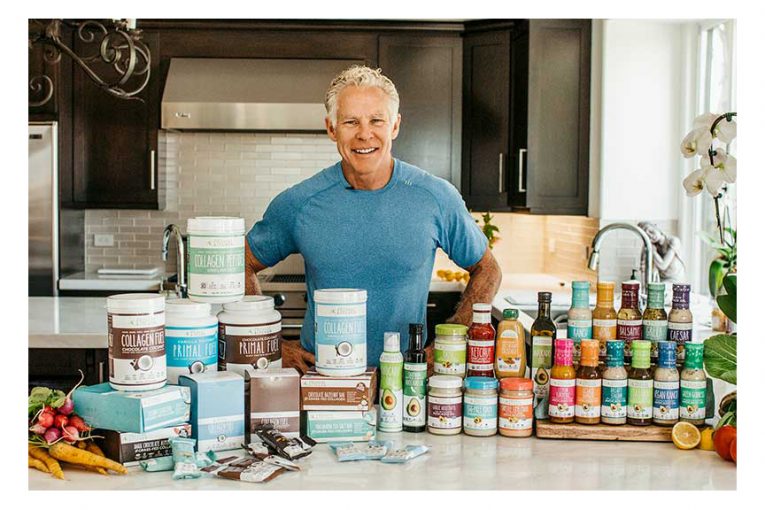 Mark Sisson with Primal Kitchen's full product line.