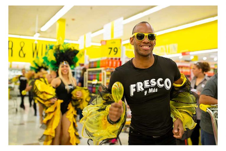 A dancer at a Fresco y Mas store opening