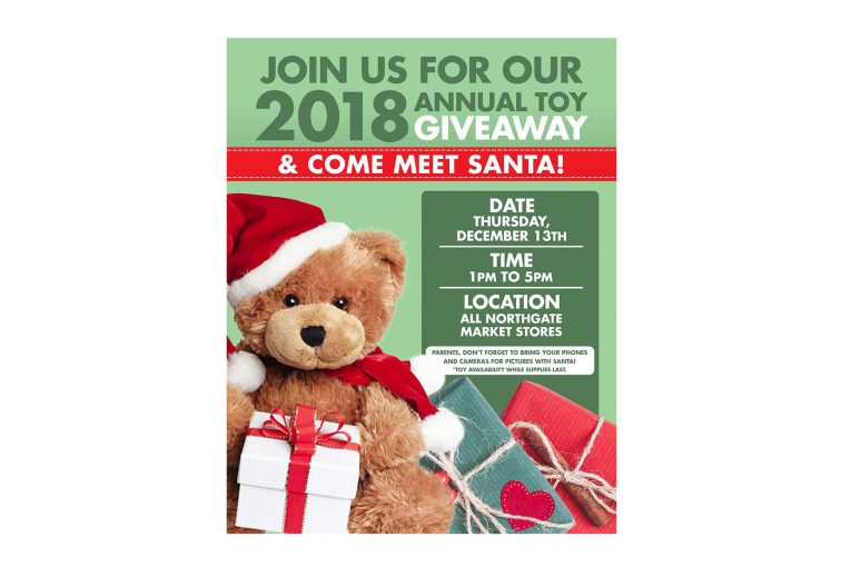A promotional poster for Northgate's toy giveaway.
