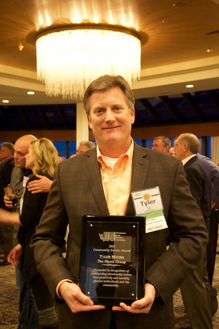 Tyler Myers, co-owner/operator of family-owned Myers Group, was the recipient of one of two WFIA 2015 Community Service Awards. 