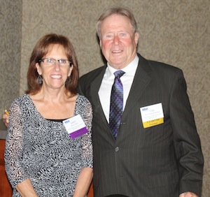 Mary Klein, administrative assistant, and Tom Woodmansee, president, North Dakota Grocers Association.