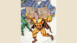 IPC Retail Promotion Director Kent Beesley, as represented in the commission's superhero retail marketing campaign.