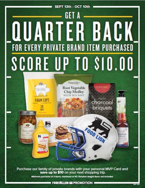 Food Lion ‘Quarter Back’ Promotion Offers $10 Back On Private Brands