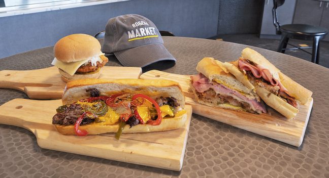 Specialty sandwich offerings at Rogers Market.